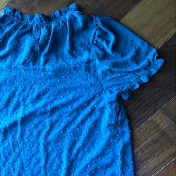 Monteau Women’s Slate Blue Chenille Polkadot Blouse - Picture 10 of 13